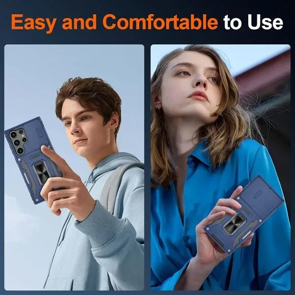 Phone Case For Galaxy S23 Ultra 6.8" With Kickstand & Camera Lens Cover - Picture 3 of 12